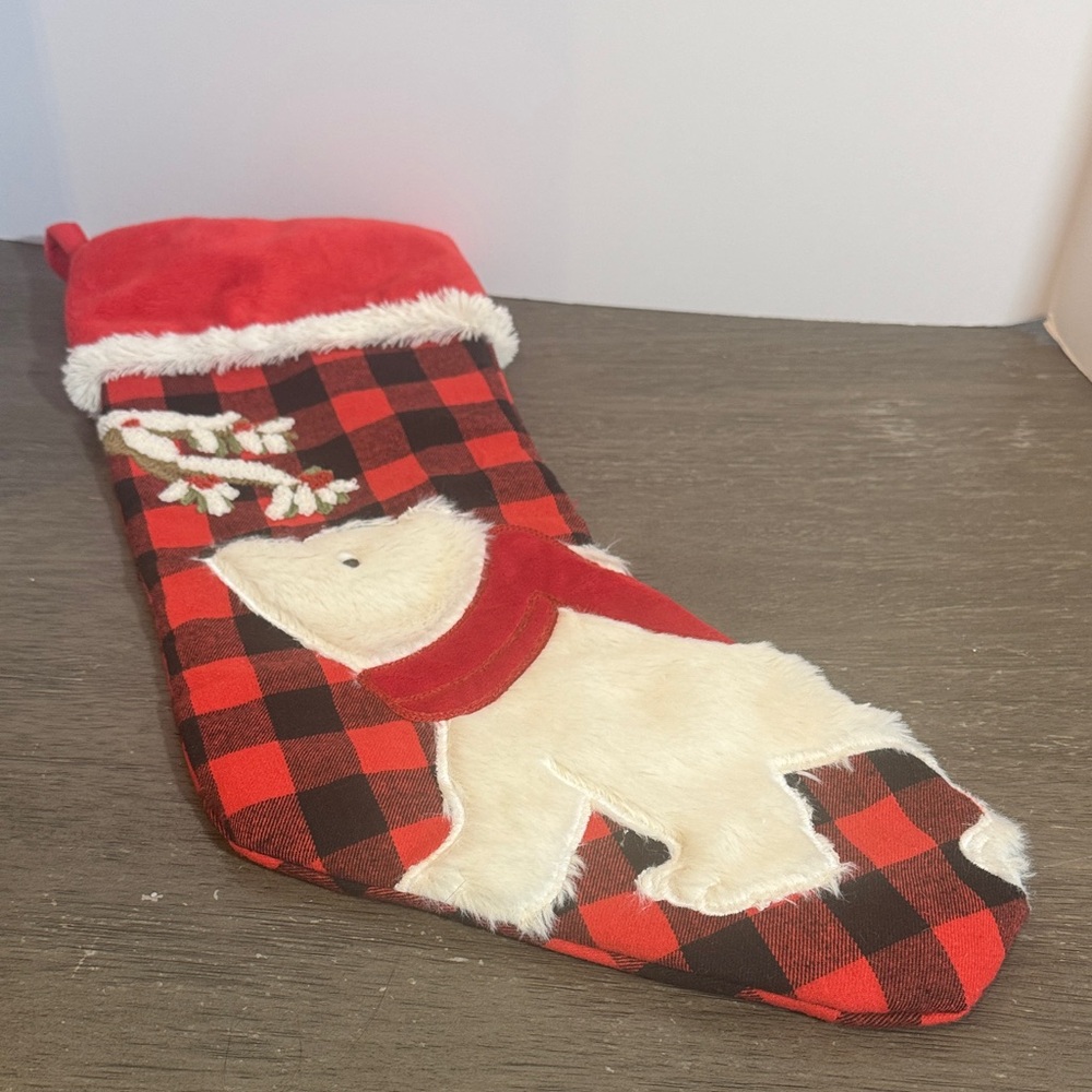 Christmas stocking red black and white polar bear 18” storehouse